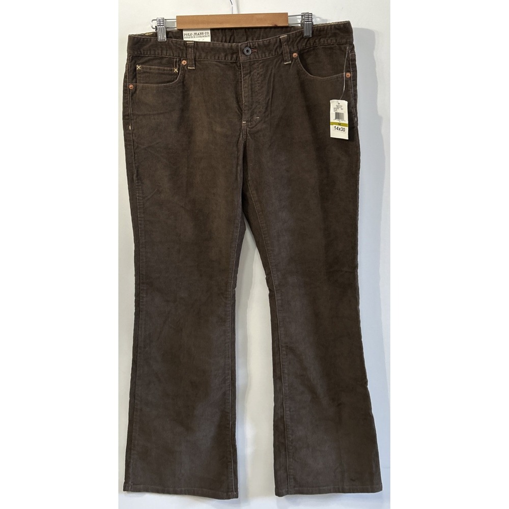 NWT Vintage Polo Jeans Co Brown Corduroys Bootcut Pants Sz 14 NOS New